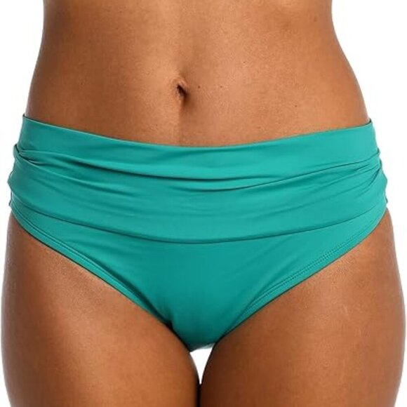 La Blanca 'Island Goddess' Shirred-Band Bikini Swimsuit Bottom, Emerald Green - Picture 1 of 2